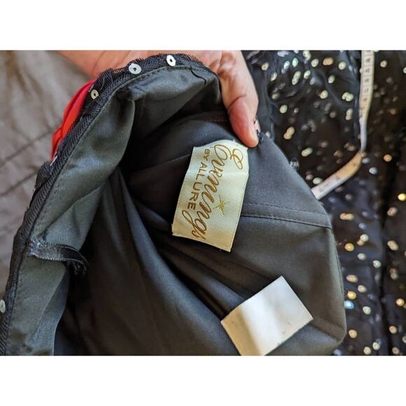 EVENINGS by allure sequined black and red strapless ballgown sz 0 - Picture 3 of 7